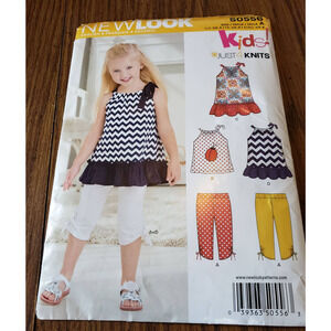 Newlook S0556 Toddler Girls Summer Sun Knit Dress Tops and Trousers Size 1 to 4